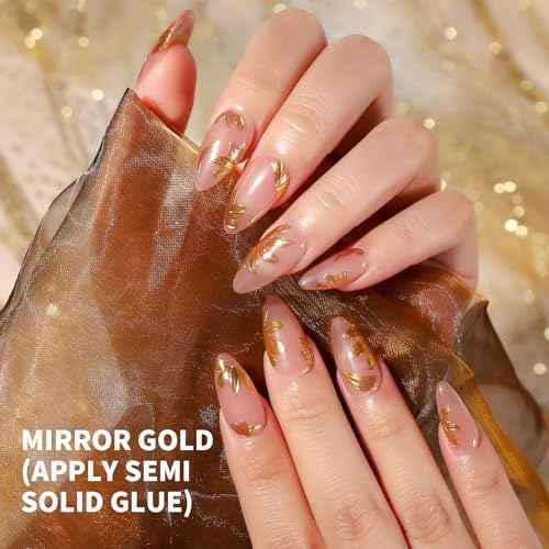 Teenitor Chrome Nail Powder With 3D Gel, Gold and White Pearl Finish - Nail Art Tools and Supplies