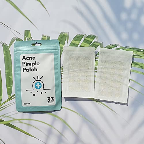 DDOWA Hydrocolloid Acne Pimple Patch - 33 Patches, Size 10mm & 12mm - Fast-Acting & Cleansing Zit, Blemish & Spot Treatment - Covers & Cleans Pores - Acne Skin Care Formula for Face, Nose, Forehead