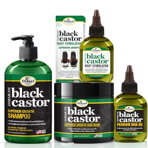 "Difeel Superior Growth Shampoo, Hair Mask, Root Stimulator & Hair Oil Set - , 12 oz , 2.5 oz , 2.5 oz - Natural Ingredients, Sulfate Free, Black, Unisex Adult"