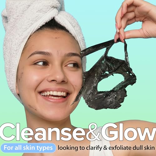 Ebanel Charcoal Peel Off Face Mask Applicator Set, Deep Pore Cleansing Minimizer Blackhead Remover with Niacinamide, Hyaluronic Acid, Vitamin C, Green Tea, Deep Cleanse Black Masks Peel Off Gel Mask