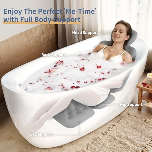 Full Body Bath Pillow with 160 Suction Cups - Head & Back Support