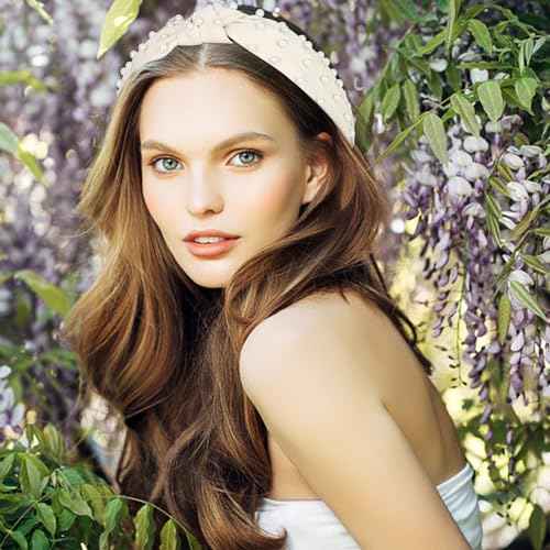 Jaciya Headbands for Women 4 Pack Pearl Headbands for Girls Knotted Headband for Women Top Knot Turban Hair Accessories