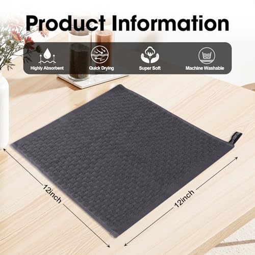 100% Cotton Washcloths 12x12 Inch, 6 Pack