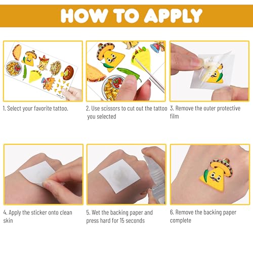 100 PCS Mexico Food Fiesta Temporary Tattoos | Party Favors