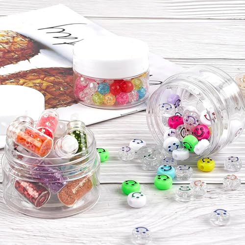 4 Pack 1 Oz Small Plastic Jars with White Lids - Refillable Cosmetic Containers