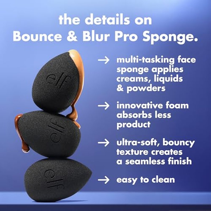 e.l.f. Bounce & Blur Pro Makeup Sponge - Multi-Use Blending Tool