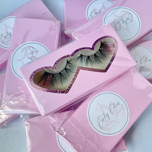 Wispy Dramatic Fluffy Strip Lashes - Pink Glitter Hearts