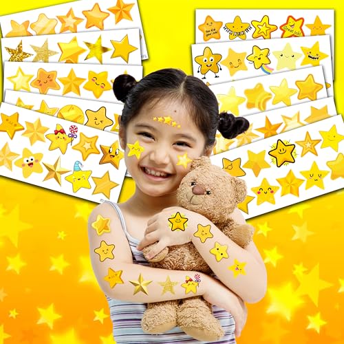 100 PCS Gold Star Temporary Tattoos - Waterproof & Skin-Safe
