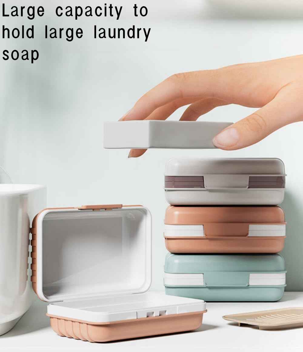 Xxshcdz 3Pcs Travel Soap Case and 3Pcs Toothbrush Travel Case Set,Leakproof Soap Dish with Lid Portable Toothbrush Holder for Traveling, Camping, Bathroom- Waterproof Drawstring Bag for Boot Backpack