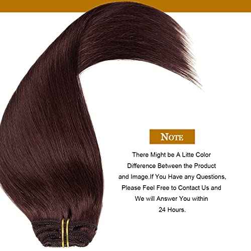 Loxxy 20Inch Seamless Clip In Human Hair Extensions 9A Grade Remy Human Hair Red Wine Color #99J Double Weft Silky Straight Natura Human Hair Thick Silky Straight Hair 7pcs 140 Gram