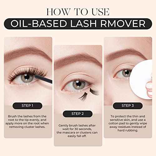 LASHVIEW Lash Remover, Cluster Lash Glue Remover, DIY Eyelash Extension, False Eyelashes Self-Use Gentle Soothing Non-Irritating Eye Cleanser Oil 5ML