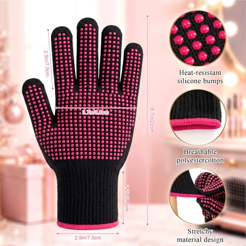 Pink Heat Resistant Gloves & Mat Set for Hair Tools