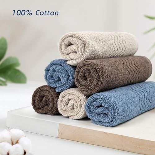 Cleanbear Towel Set, 6 Pack Wash Cloths for Showering and 4 Pack Hand Towels for Bathroom, Soft and Absorbent, Meet All Your Daily Needs