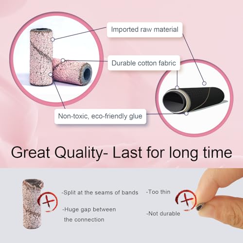 240 Grit Small Sanding Bands for Nail Drill - 100 Pcs with Mandrel