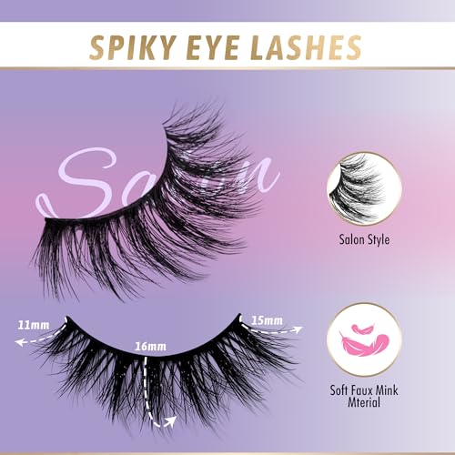 False Eyelashes Kit 7 Pairs with Lash Glue & Reusable Faux Mink