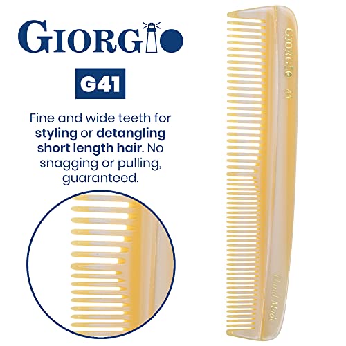 Giorgio Beard Combs Set - Handmade Ivory Beard Combs Kit for Facial Grooming - Includes Fine and Wide Tooth Pocket Dresser Comb + Fine Tooth Straightening and Mini Mustache Comb