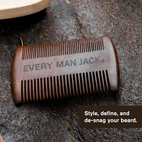 Every Man Jack Beard Grooming Tool Gift Set for Men ? Includes Dual-Tooth Comb, Beard Brush, Stainless Steel Shears & Mini Comb ? Travel Friendly & Perfect for Daily Maintenance