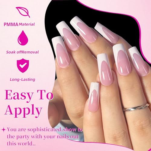 HWHUNO French Toe Nail Tips Set - 120 Soft Gel Press On Nails