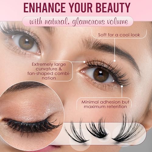 V-uCool 708 Pcs DIY Lash Clusters Kit, D Curl 30D?100D 8?16mm Mix, Fluffy Wispy Cluster Lashes with Bond & Seal, Tweezer, 5 Pads & Brush