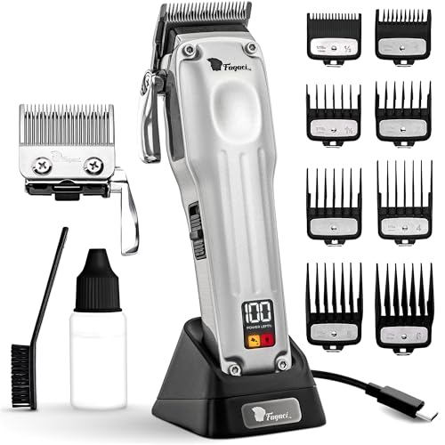 Fagaci Fusion Cordless Hair Clippers for Men – Silver, Brushless Motor, 2 Blades