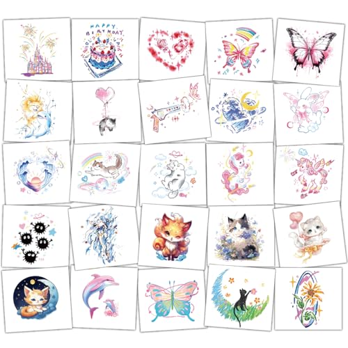 60 Pcs Temporary Tattoos for Kids - Waterproof Animal Party Favors