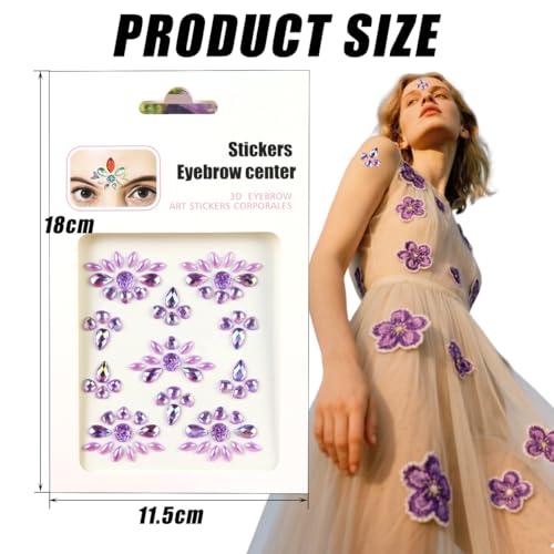 Multicolor Face Gems Rhinestone Stickers - 60 Pc Festival Party Makeup