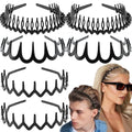 Supgoodom 6 Pcs Zig Zag Headbands with Teeth – Flexible PVC Hair Bands in Bright Black (Versatile Bright Black)