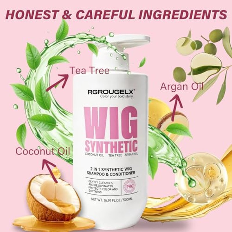 2-in-1 Wig Shampoo & Conditioner for Synthetic Hair, 500ml