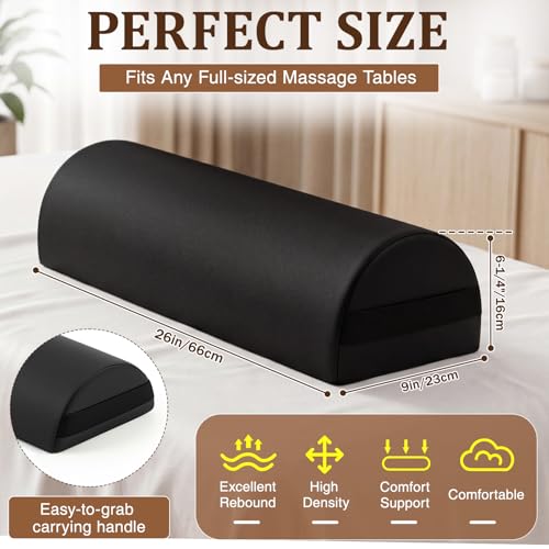 AceOrbit 3/4 Jumbo Round Massage Table Bolster Pillow - PU Leather