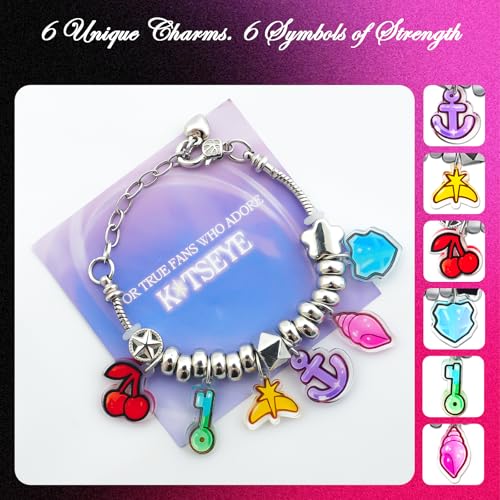 Neovista Colorful Acrylic Charm Bracelet Set with Brooch & Keychain 6.1-8.1in for Concert & Daily Wear