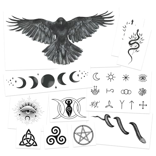 Wiccan Temporary Tattoos 11-Piece Pack - Halloween Cosplay