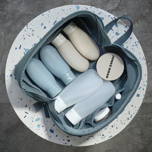 LINE+ARC Machine-Washable Neoprene Toiletry Bag (Sage) Modern Green Dopp Kit Soft Insulation for Cosmetics Makeup Travel Skincare Shaving Large Case Men Women Overnight Easy-to-Clean