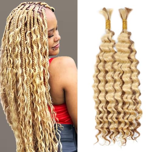 P27/613 Honey Blonde Boho Braiding Hair Deep Wave 20 Inch