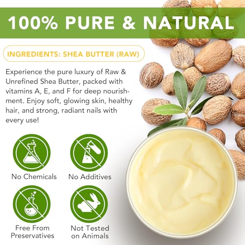 Raw Organic Unrefined Shea Butter Moisturizer for Skin & Hair, 7.8 oz