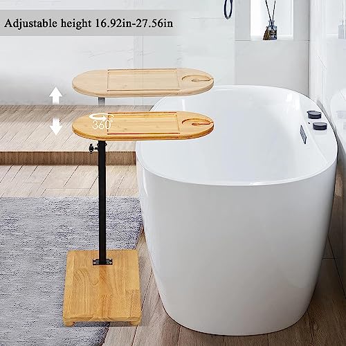 Bamboo Bathtub Tray with Adjustable Height & Wine Glass Holder