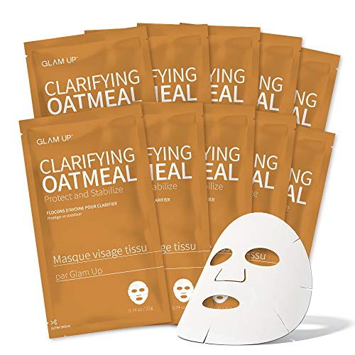 GLAM UP Sheet Mask Clarifying Oatmeal (10 sheets) - Smooths Skin Texture