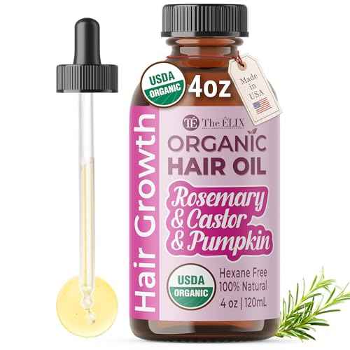 The ?LIX USDA Organic Rosemary Oil for Hair Growth | Thickening Formula with Castor & Pumpkin Seed | for Hair Loss & Thinning | Made in USA | 4oz