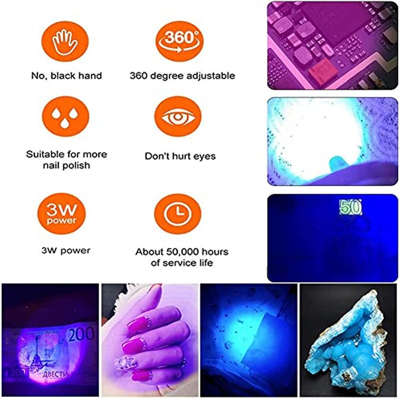 3W UV LED Gel Nail Lamp with Flexible Gooseneck Clamp