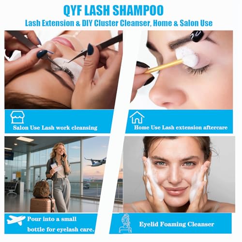 QYF Unscented 500ml Eyelash Extension Shampoo Foaming Cleanser for Salon & Home