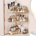 3-Tier Corner Bathroom Makeup Organizer with Brush Holder