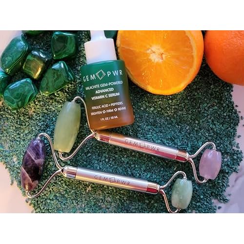 Rose Quartz + Jade Roller for Face and Neck Massage, Dual Gemstones with Durable Steel Handle and Travel Bag. Minimize Wrinkles, Reduce Puffiness and Restore Skin's Elasticity and Radiance