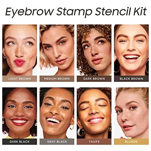 Eyebrow Stamp and Eyebrow Stencil Kit, Eye Brow Stencil Kit for Beginners 24 Reusable and Washable Eyebrow Kit, Brow Stencil and Stamp Kit Smudge-Proof & Long-lasting & Waterproof (Dark Brown)