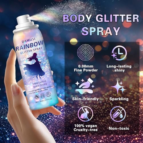 Silver Holographic Body Glitter Spray – Hair & Shimmer