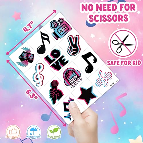120 PCS Music Notes Temporary Tattoos for Kids