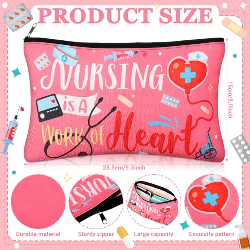 Capoda 24 Pieces Nurses Makeup Bags Bulk Cosmetic Bag Canvas Inspirational Nurses Handbags Nursing Zipper Pouch Bags Survival Kit for Women Birthday Graduation Nurse Day Appreciation Gifts