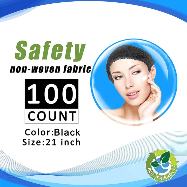 Disposable Bouffant Caps 100 Pack, 21" Hairnets for Food Service