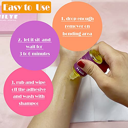 MIILYE Wig Glue Remover x 2 Bottles, Tape in Hair Extensions Remover |Solvent for Adhesive Residue, Lace Front Wig |Poly Hairpieces |Toupee |Cosmetic Hair Bonding Tape Removal