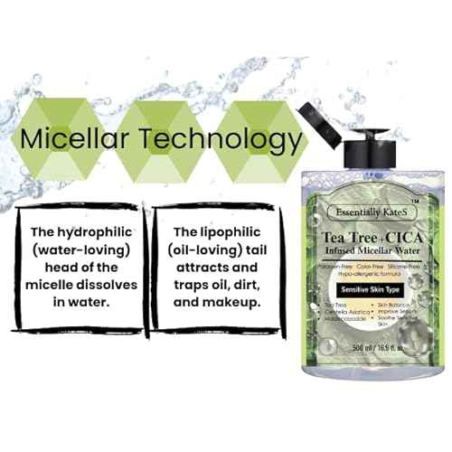 Essentially KateS Makeup Remover Micellar Cleansing Water 16.9 Fl Oz with Hyaluronic Acid & Tea Tree, Hydrating and Suitable for Sensitive Skin - Eyes+Face+Lips - Korean Skin Care