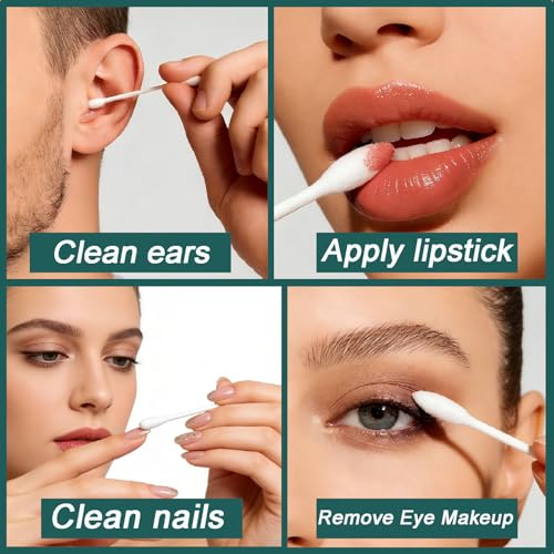 1000 Pack Cotton Swabs, Individually Wrapped Cotton Swab, Individually Wrapped Double Tipped Paper Sticks for Ear, Make-up(4pcs per Bag,1000 Bags,Round+Pointed Shape)
