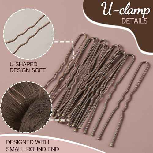 Fandamei Hair Accessories Set: 20PCS Mesh Hair Nets Invisible and 40PCS U Shaped Hair Pins for Women, Girls, Ballet Bun Maker & Dance (Hair Nets- 20 inch(50cm), Hair Pins- 2.4 inch(6cm)),Tan Brown